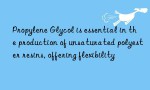 Propylene Glycol is essential in the production of unsaturated polyester resins, offering flexibility