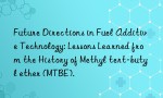 Future Directions in Fuel Additive Technology: Lessons Learned from the History of Methyl tert-butyl ether (MTBE).