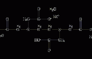 Ethylenediamine-N,N,N',N'-tetraacetic acid trisodium salt trihydrate structural formula